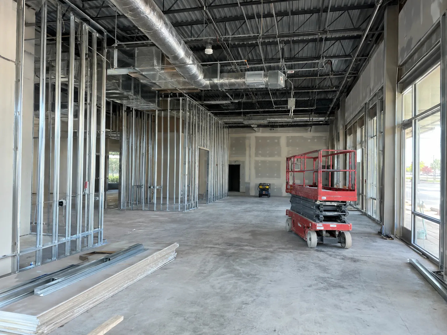Commercial tenant finish-out with metal stud framing