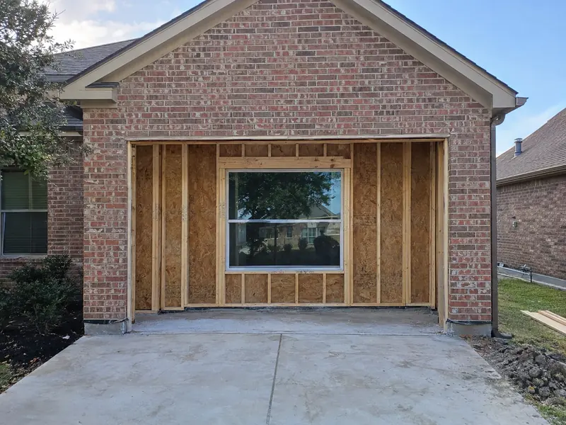 Garage door framed in