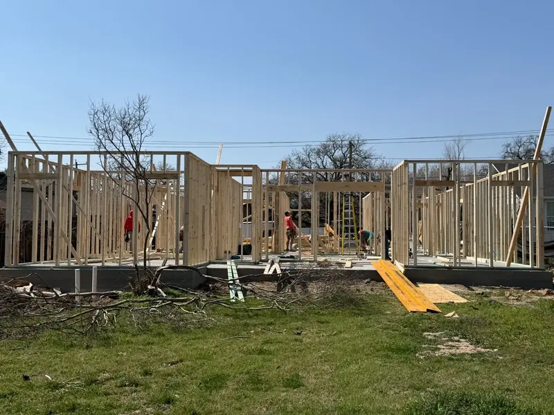Exterior wall framing on a new slab